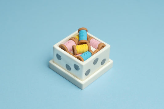 Sewing Box Filled with Spools of Thread Fidget Clicker with Wrist Strap or Keychain