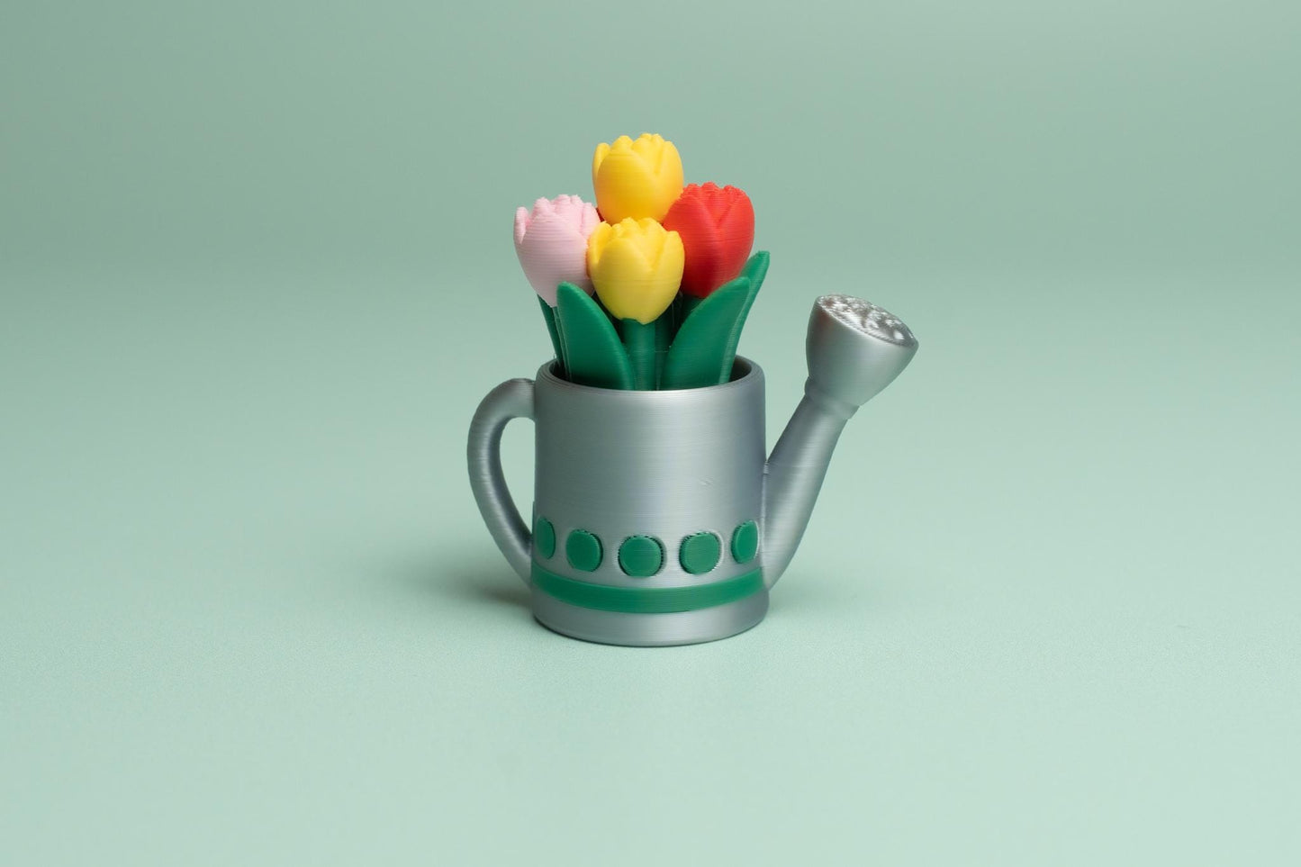 Watering Can Filled with Tulips Fidget Clicker with Wrist Strap or Keychain