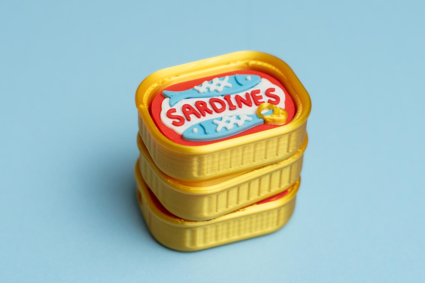 Stack of Sardine Cans Fidget Clicker with Wrist Strap or Keychain