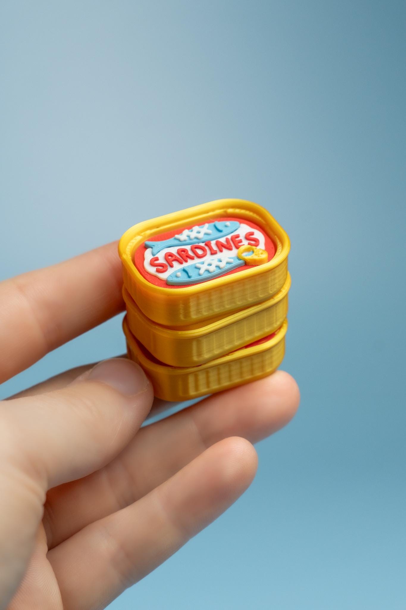 Stack of Sardine Cans Fidget Clicker with Wrist Strap or Keychain