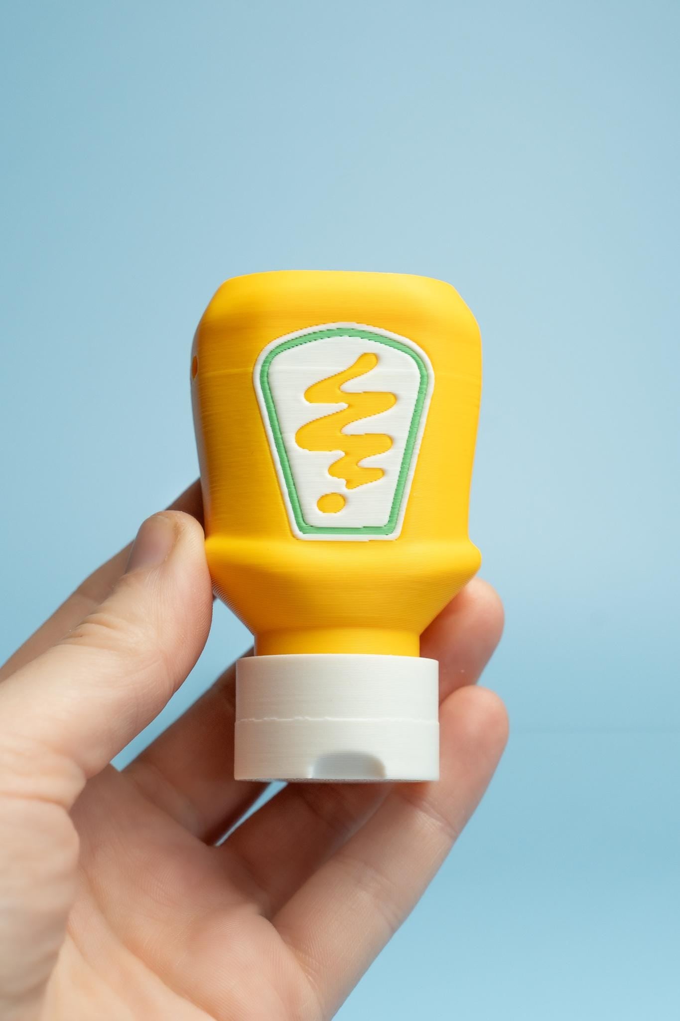 Mustard Bottle Fidget Clicker with Wrist Strap or Keychain