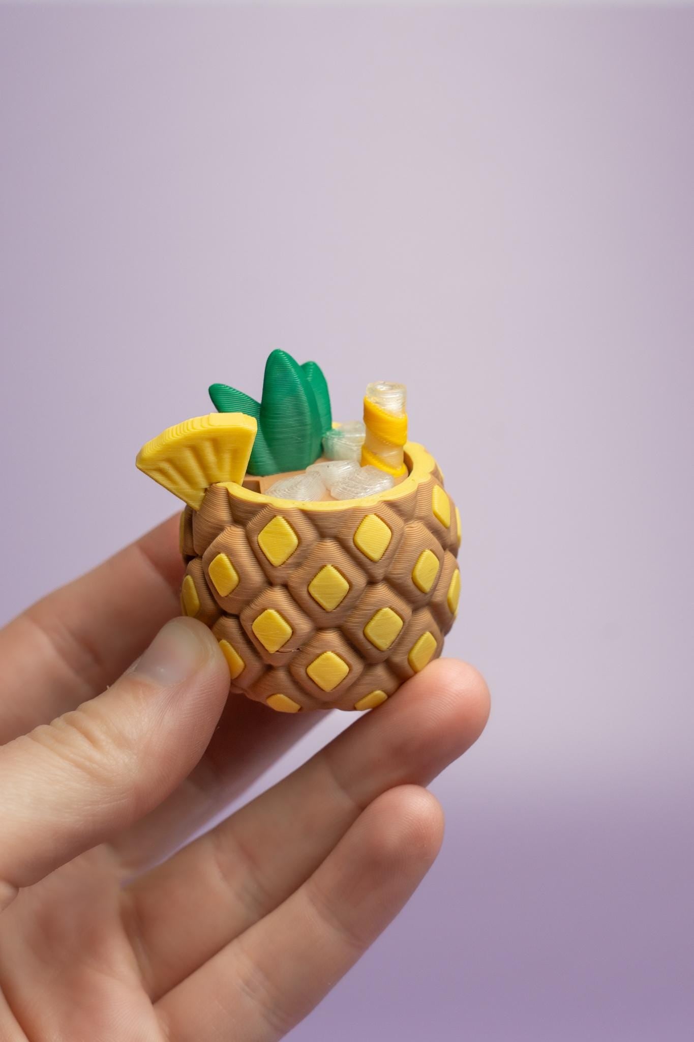Pineapple Colada Tropical Drink Fidget Clicker with Wrist Strap or Keychain