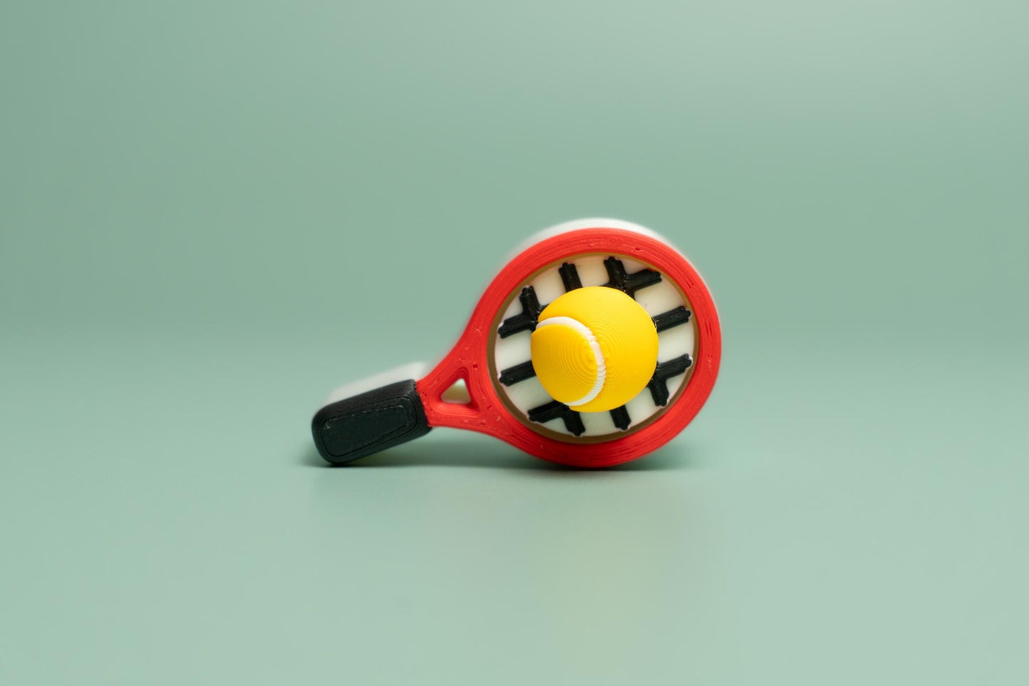 Tennis Racket & Tennis Ball Fidget Clicker with Wrist Strap or Keychain