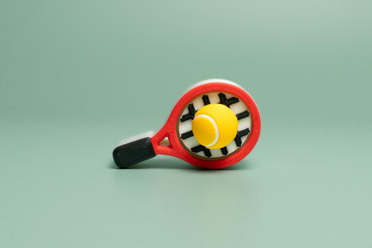 Tennis Racket & Tennis Ball Fidget Clicker with Wrist Strap or Keychain