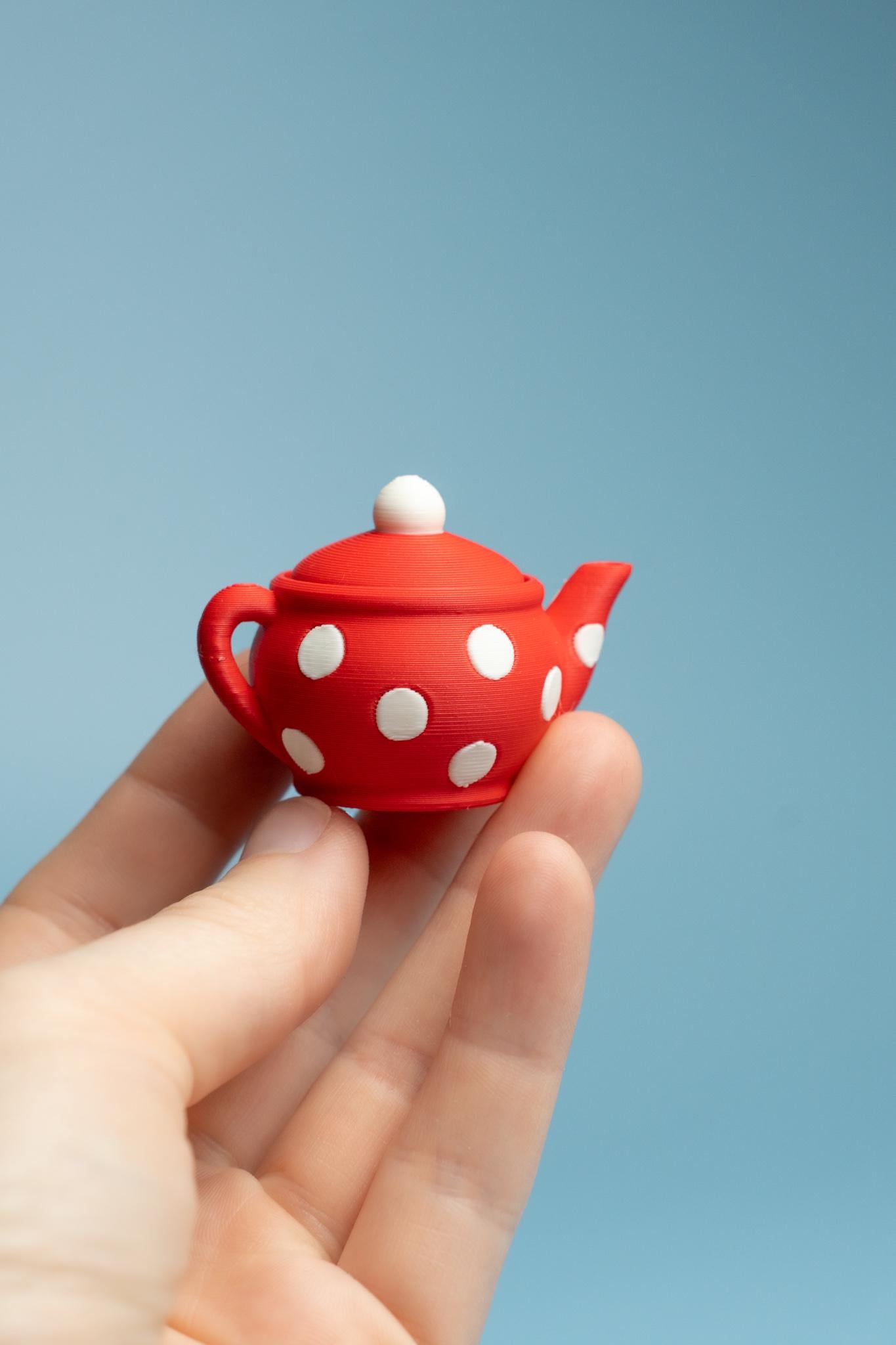 Polka Dot Teapot Fidget Clicker with Wrist Strap or Keychain