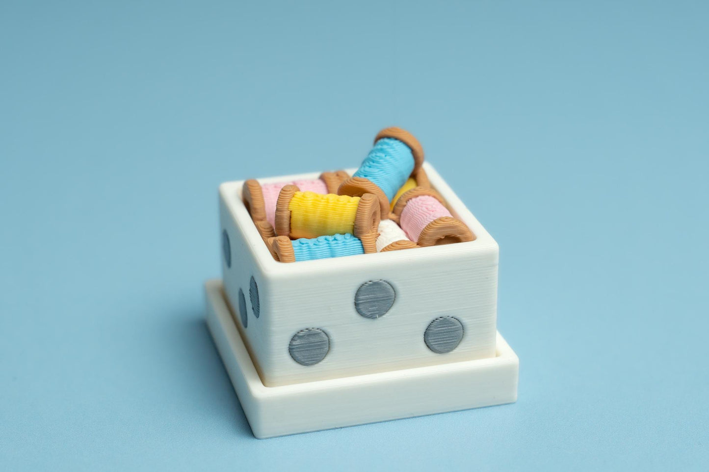 Sewing Box Filled with Spools of Thread Fidget Clicker with Wrist Strap or Keychain