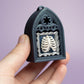 Gothic Style Mini Book Nook with Ribcage Photo Fidget Clicker with Wrist Strap or Keychain