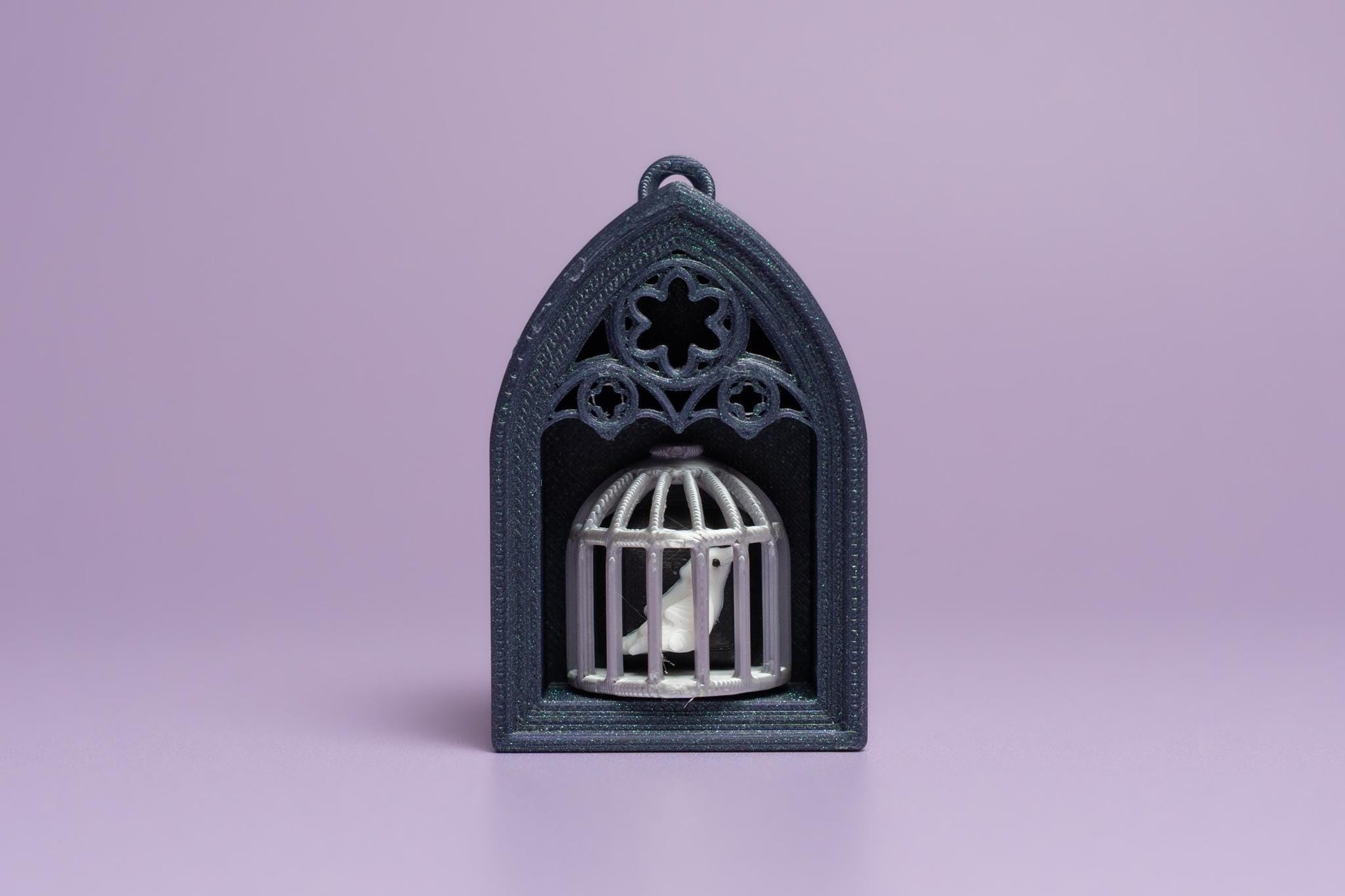 Gothic Style Mini Book Nook with Ribcage Photo Fidget Clicker with Wrist Strap or Keychain