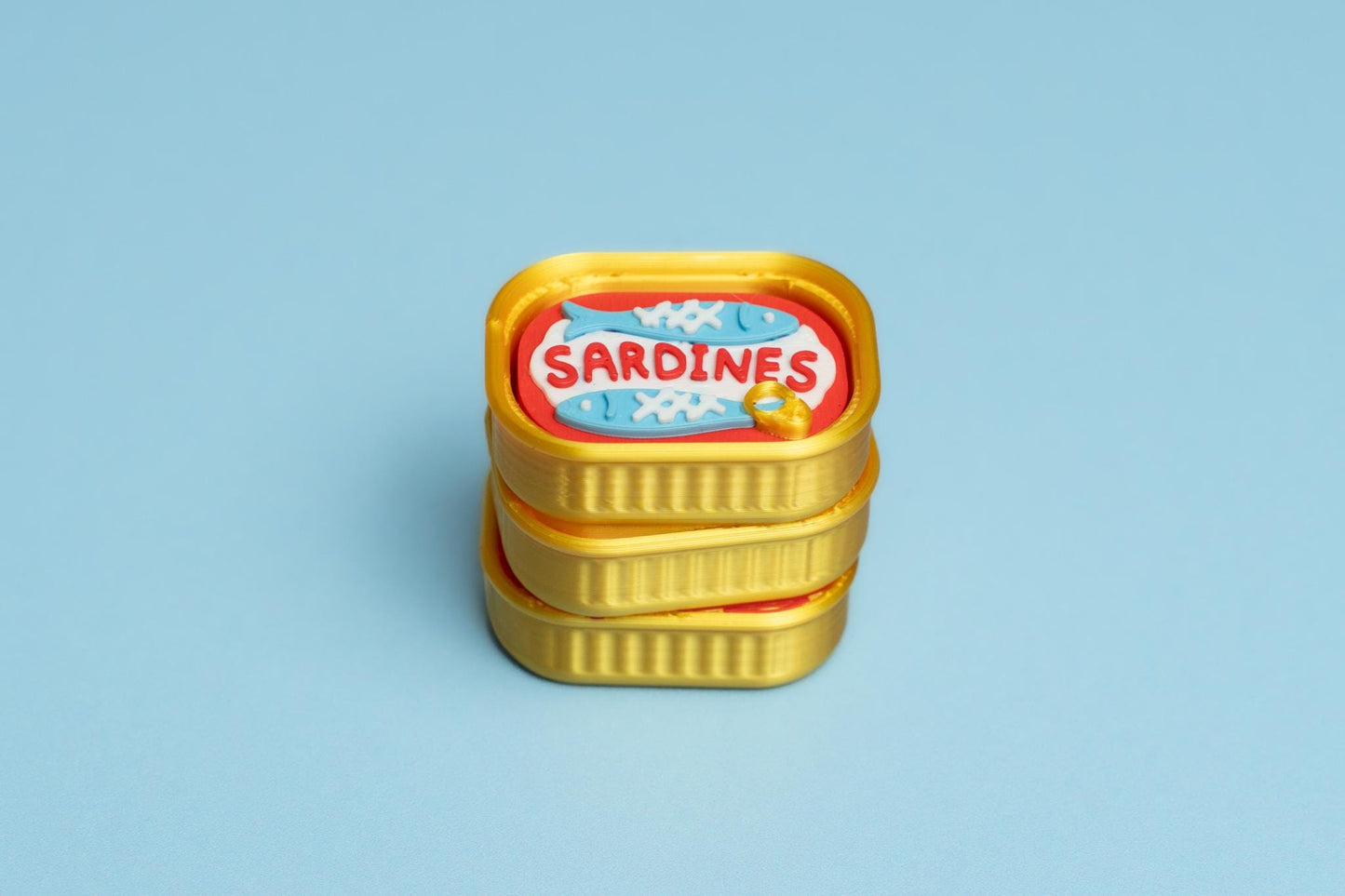 Stack of Sardine Cans Fidget Clicker with Wrist Strap or Keychain