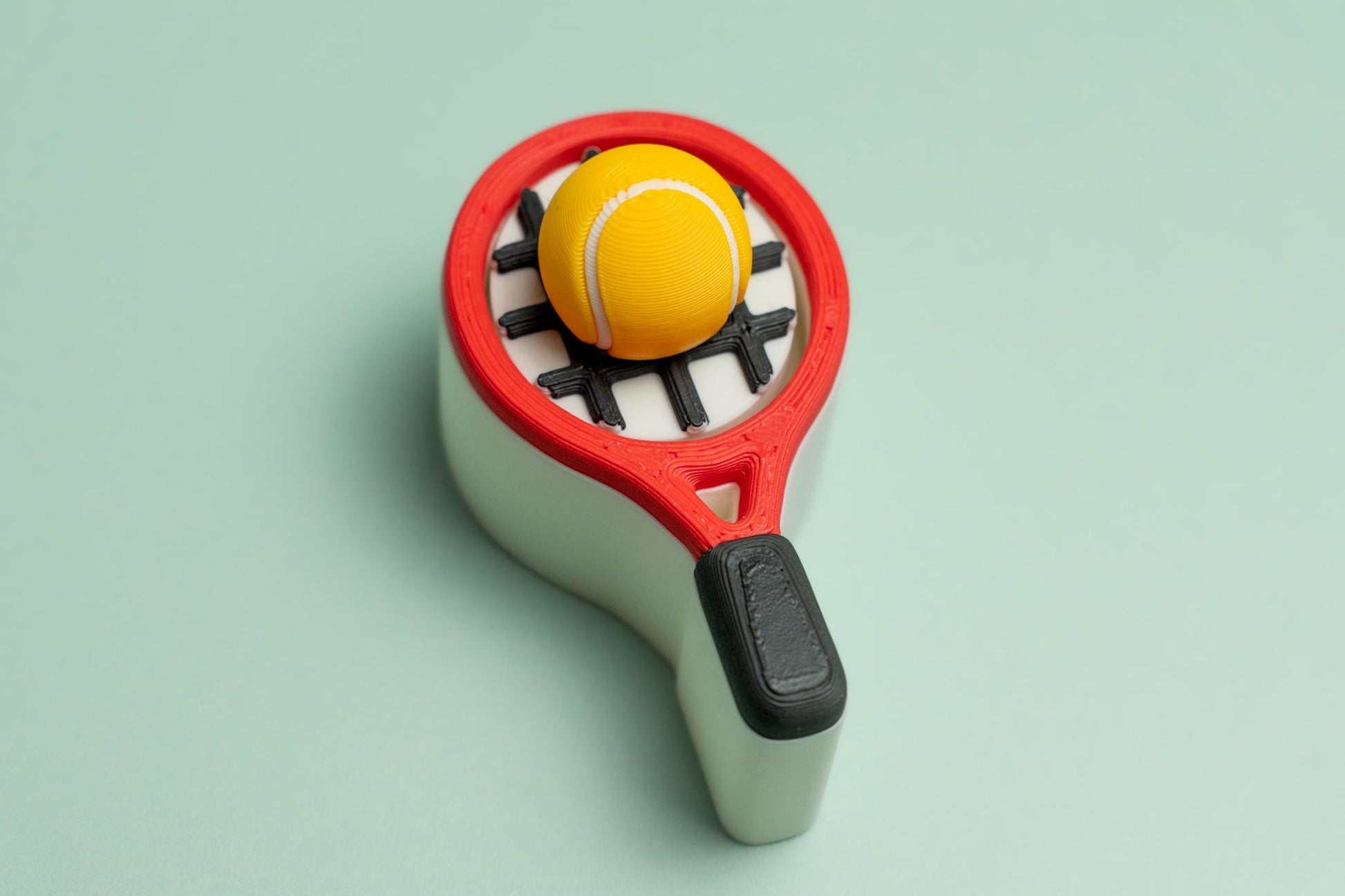 Tennis Racket & Tennis Ball Fidget Clicker with Wrist Strap or Keychain