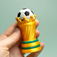 Football Soccer World Cup Trophy Fidget Clicker with Wrist Strap or Keychain