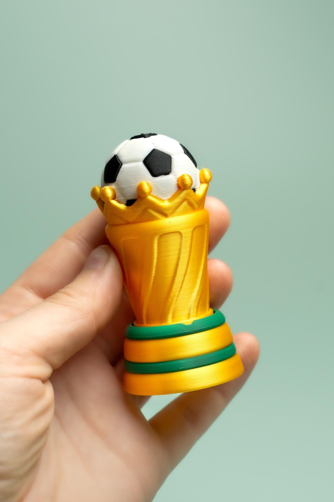 Football Soccer World Cup Trophy Fidget Clicker with Wrist Strap or Keychain
