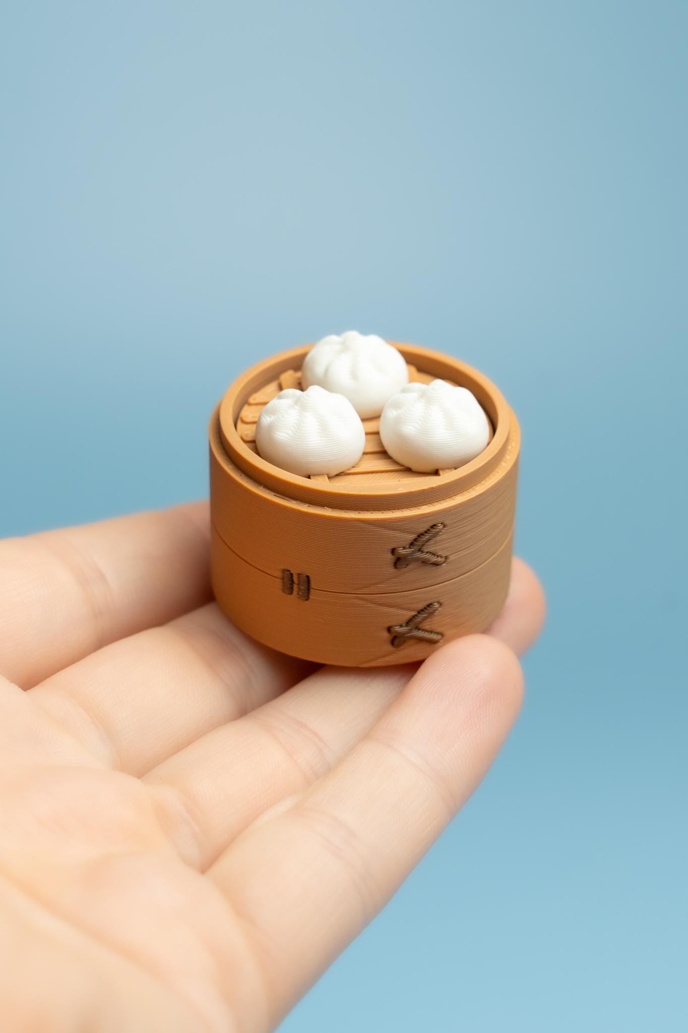 Steamed Buns in Basket Fidget Clicker with Wrist Strap or Keychain