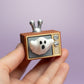 Retro Haunted TV Spooky Halloween Fidget Clicker with Wrist Strap or Keychain
