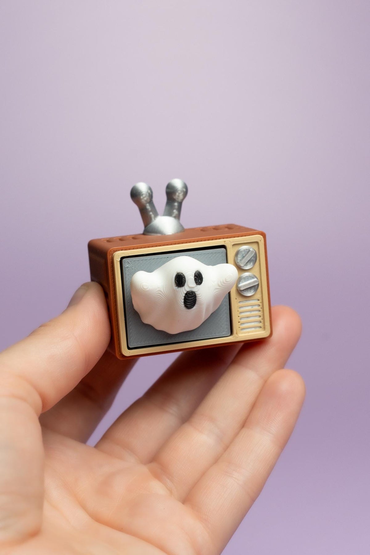 Retro Haunted TV Spooky Halloween Fidget Clicker with Wrist Strap or Keychain