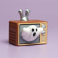 Retro Haunted TV Spooky Halloween Fidget Clicker with Wrist Strap or Keychain