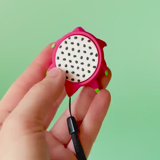 Dragon Fruit Fidget Clicker with Wrist Strap or Keychain