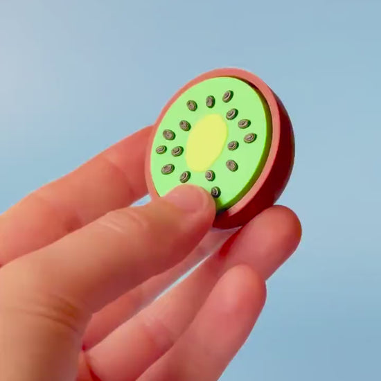 Kiwi Fruit Textured Fidget Clicker with Wrist Strap or Keychain