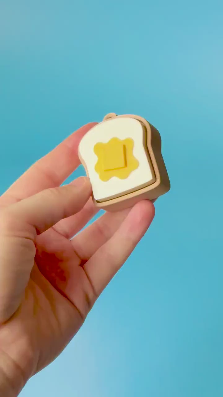 Butter on Toast Fidget Clicker with Wrist Strap or Keychain