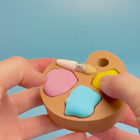 Artist's Paint Palette Multi Fidget Clicker with Wrist Strap or Keychain