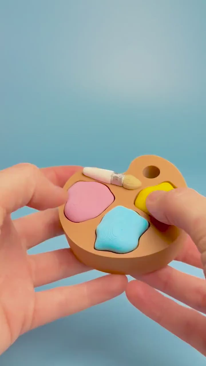 Artist's Paint Palette Multi Fidget Clicker with Wrist Strap or Keychain