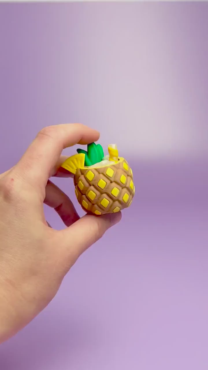 Pineapple Colada Tropical Drink Fidget Clicker with Wrist Strap or Keychain