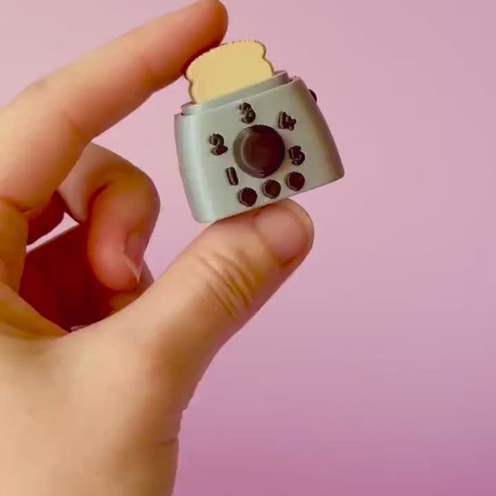Toaster with Toast Slices Fidget Clicker with Wrist Strap or Keychain