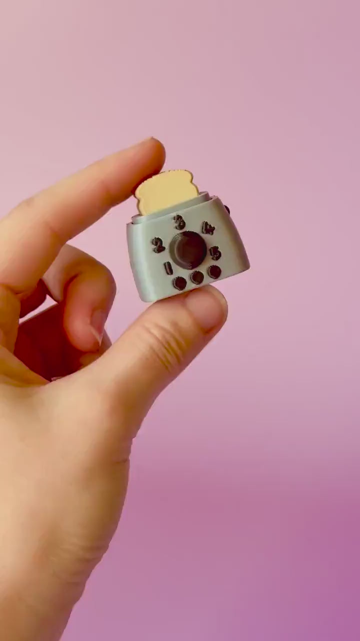 Toaster with Toast Slices Fidget Clicker with Wrist Strap or Keychain