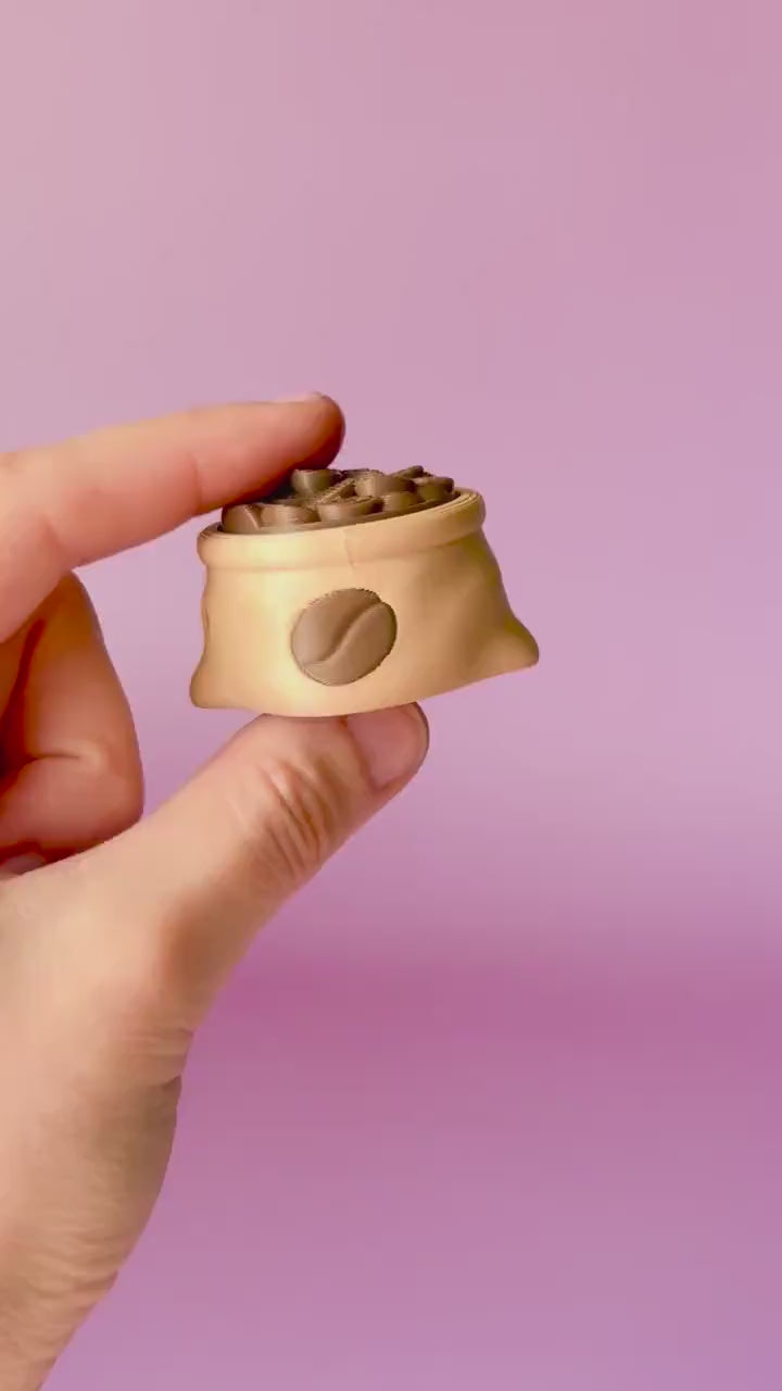 Sack of Coffee Beans Fidget Clicker with Wrist Strap or Keychain