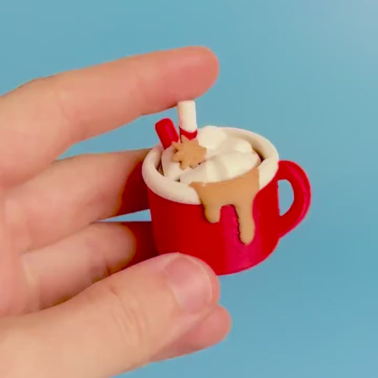 Hot Chocolate & Marshmallows Fidget Clicker with Wrist Strap or Keychain