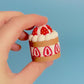 Strawberry Slice Cake Fidget Clicker with Wrist Strap or Keychain