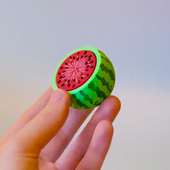 Watermelon with Textured Seeds Fidget Clicker with Wrist Strap or Keychain