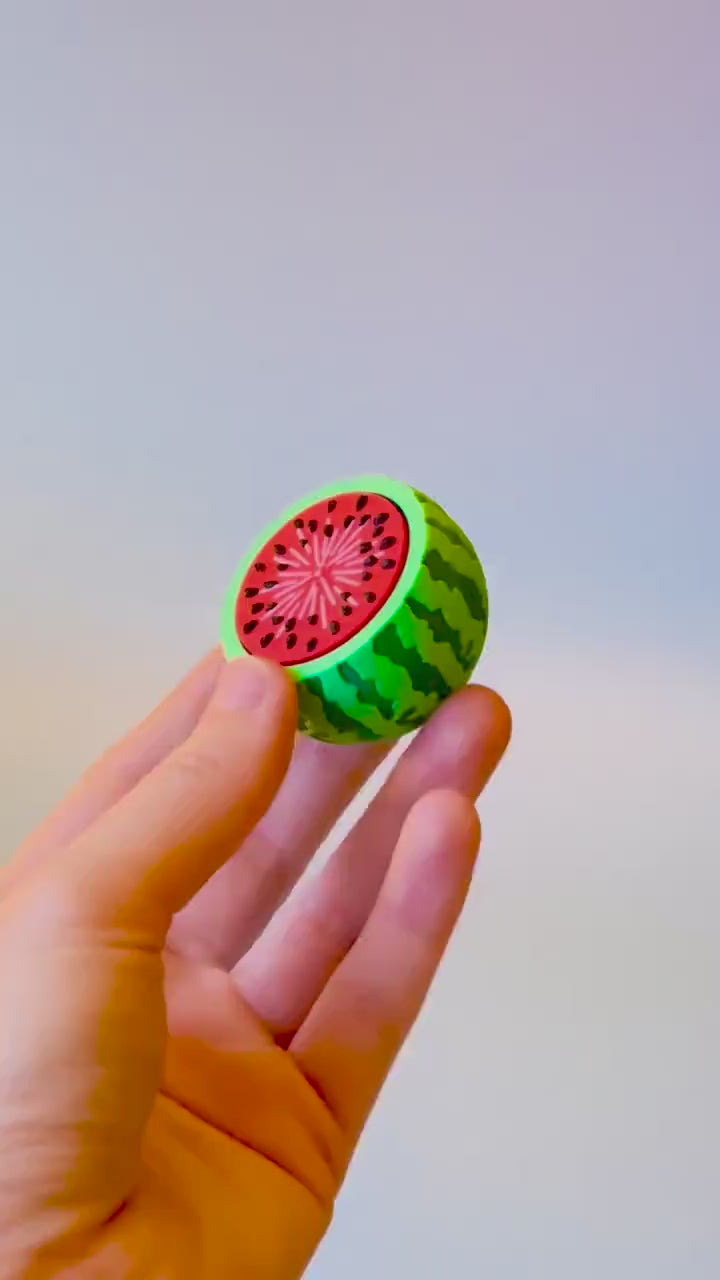 Watermelon with Textured Seeds Fidget Clicker with Wrist Strap or Keychain