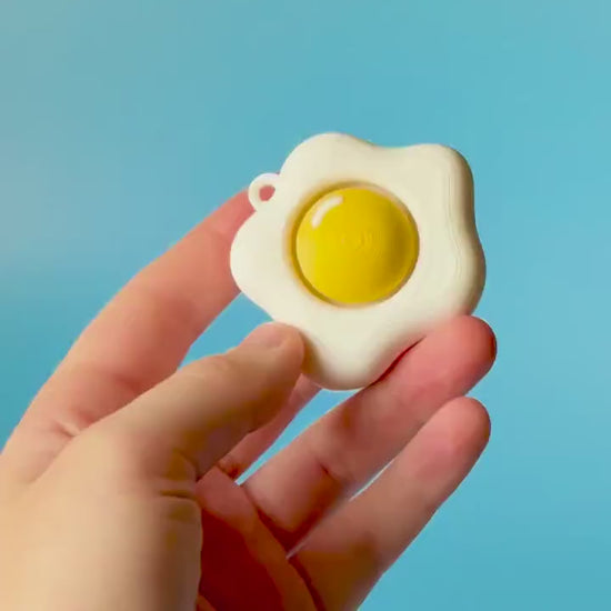 Fried Egg Fidget Clicker with Wrist Strap or Keychain