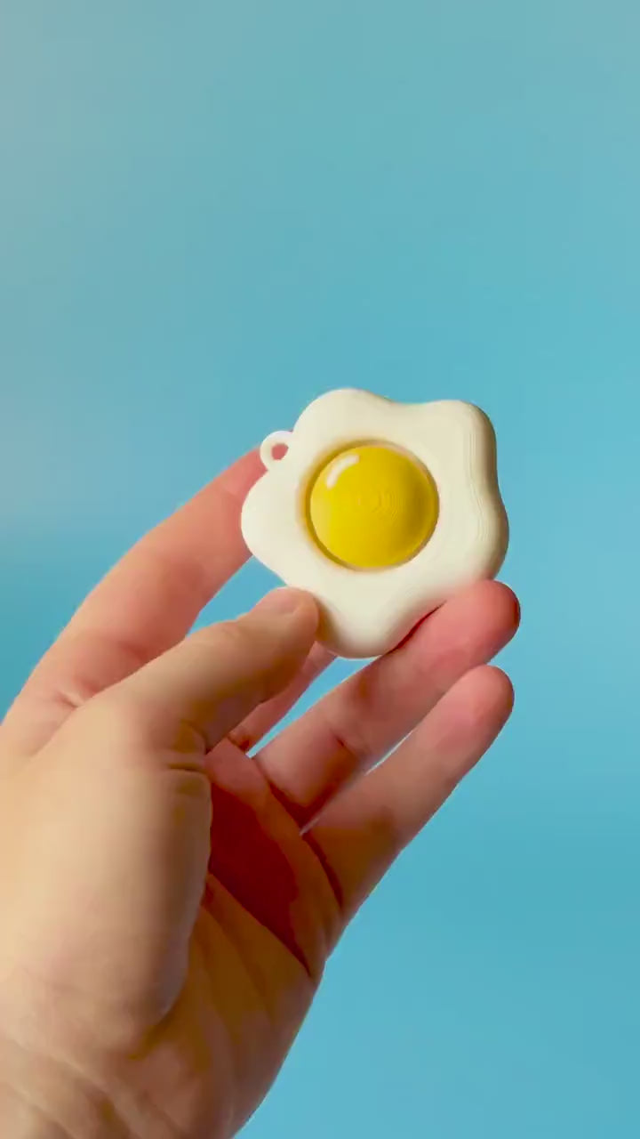 Fried Egg Fidget Clicker with Wrist Strap or Keychain