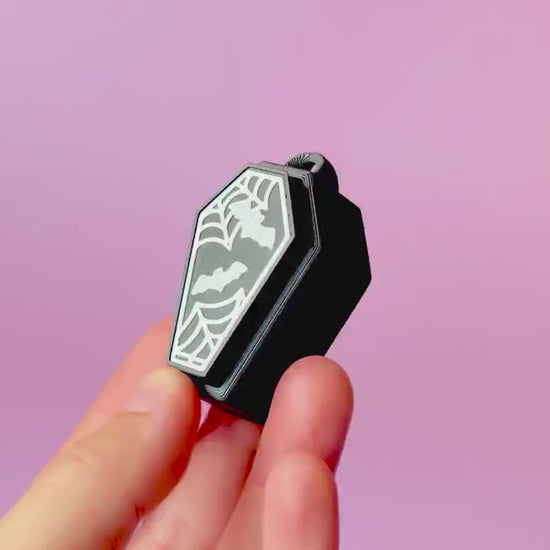 Coffin Spooky Halloween Fidget Clickers with Wrist Strap or Keychain