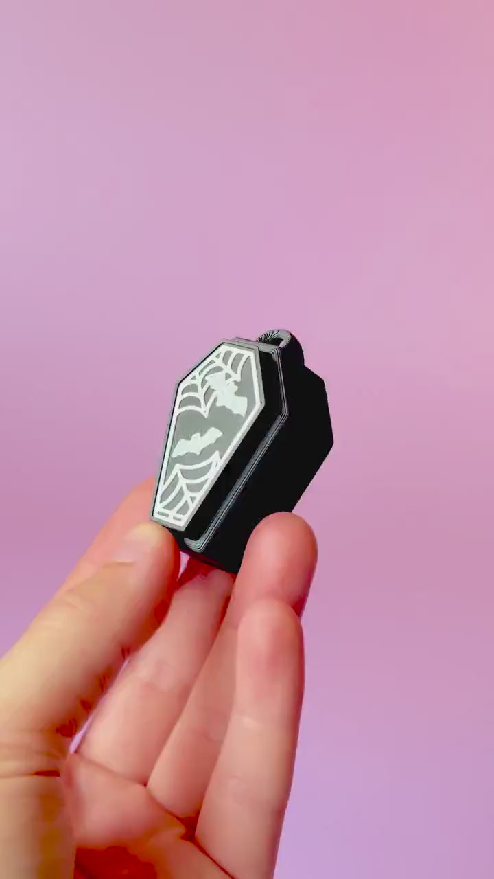 Coffin Spooky Halloween Fidget Clickers with Wrist Strap or Keychain