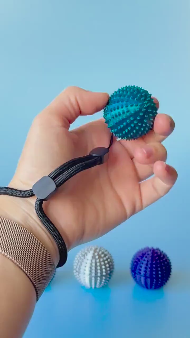 Spiked Sphere Sensory Tool with Wrist Strap or Keychain