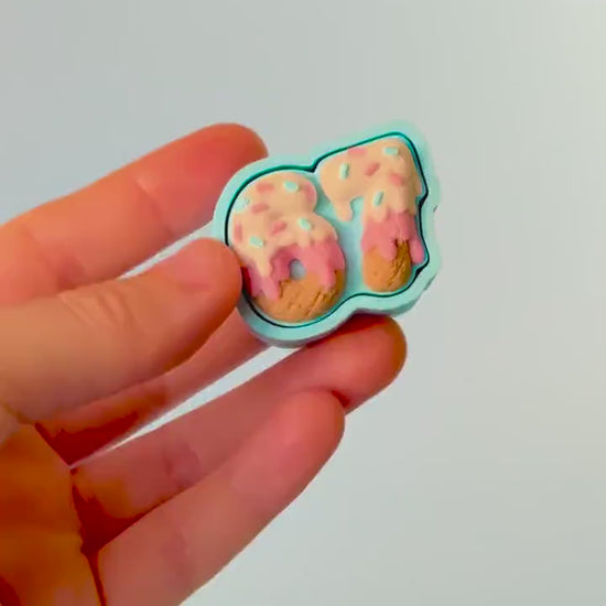 67 Meme Ice Cream & Sprinkles Design Novelty Fidget Clicker with Wrist Strap or Keychain