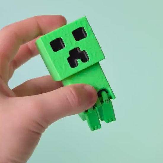 Gaming Block Creep Fidget Clicker with Wrist Strap or Keychain