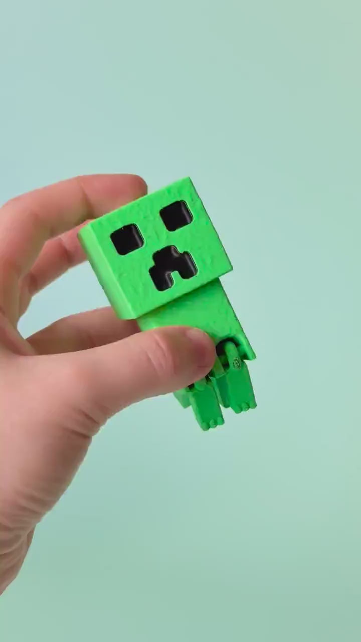 Gaming Block Creep Fidget Clicker with Wrist Strap or Keychain