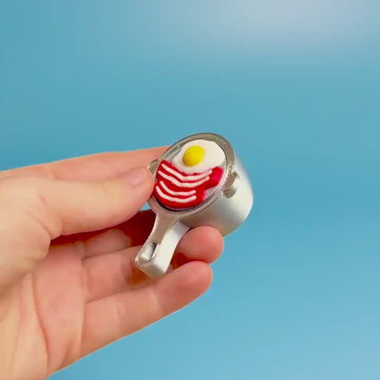 Egg & Bacon in Frying Pan Fidget Clicker with Wrist Strap or Keychain