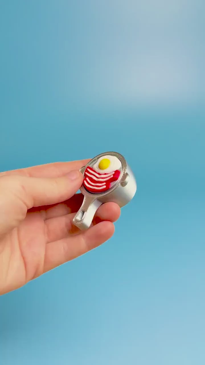 Egg & Bacon in Frying Pan Fidget Clicker with Wrist Strap or Keychain