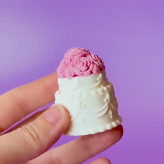 Rose Topped Wedding Cake Fidget Clicker with Wrist Strap or Keychain