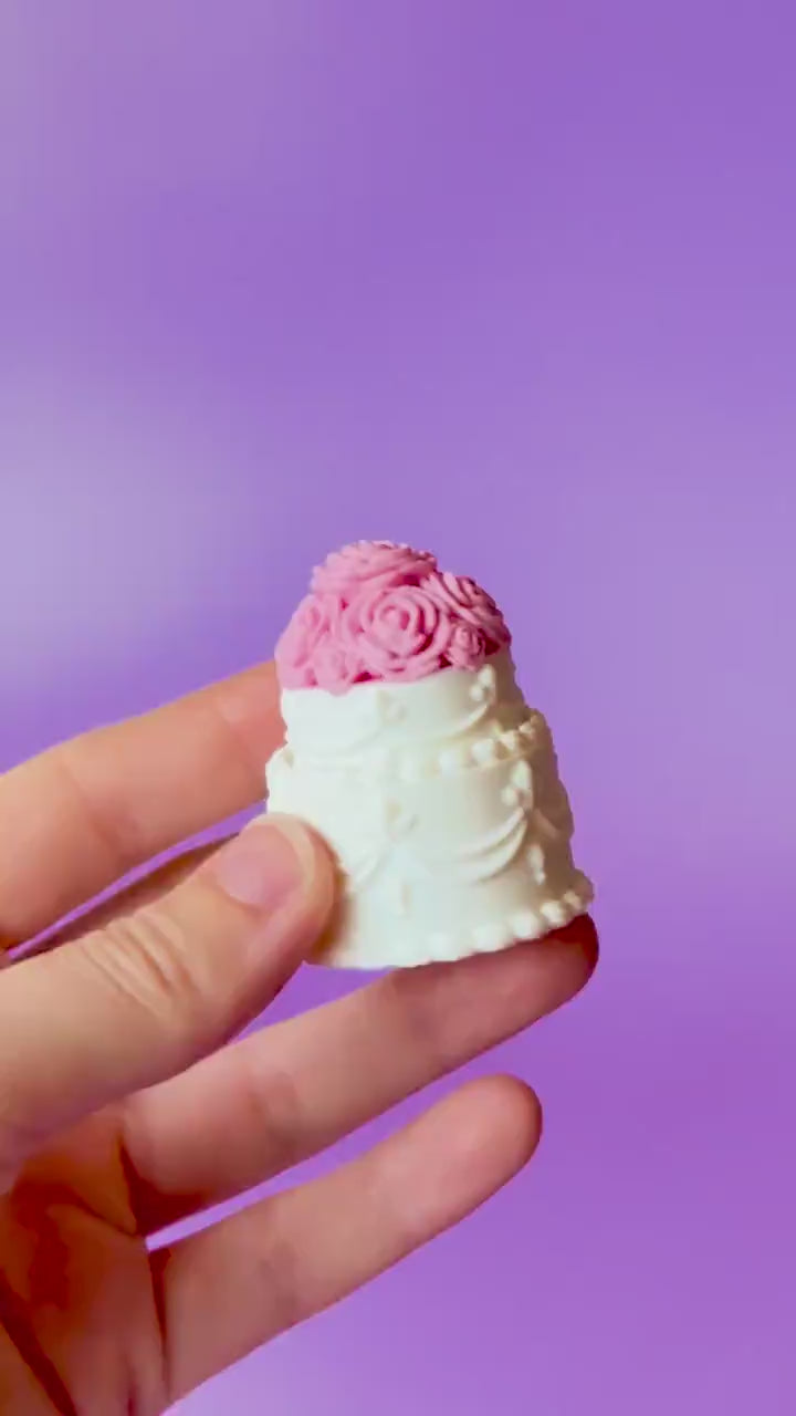 Rose Topped Wedding Cake Fidget Clicker with Wrist Strap or Keychain