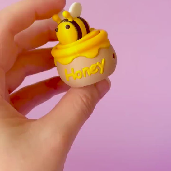 Bumble Bee Honey Pot Fidget Clicker with Wrist Strap or Keychain
