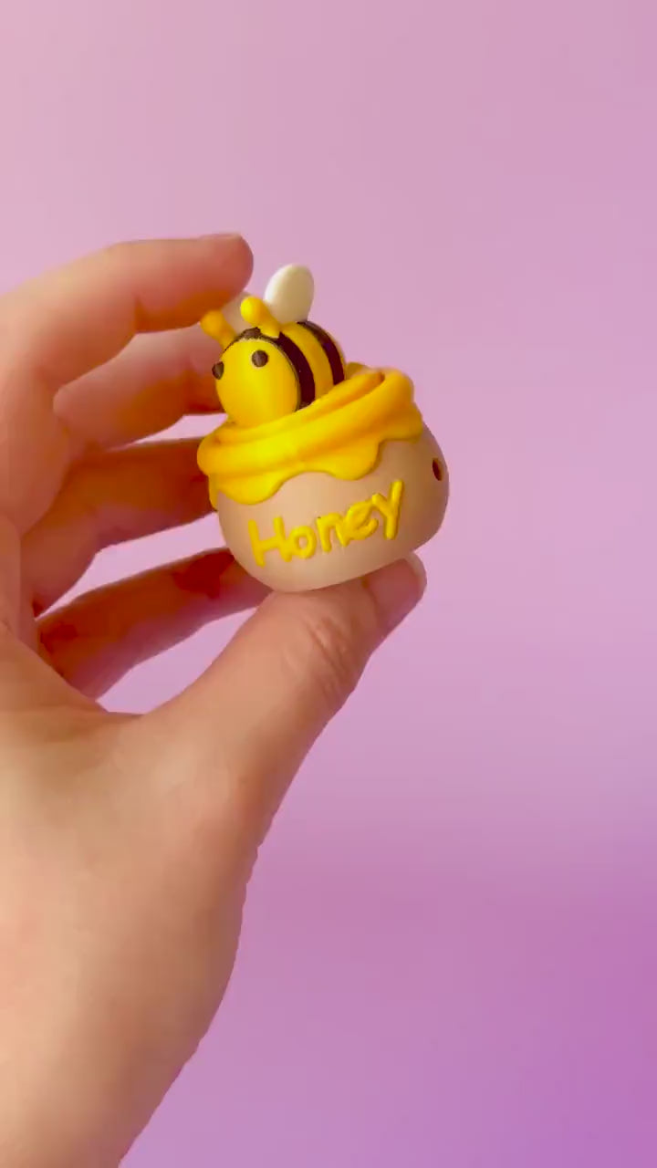 Bumble Bee Honey Pot Fidget Clicker with Wrist Strap or Keychain