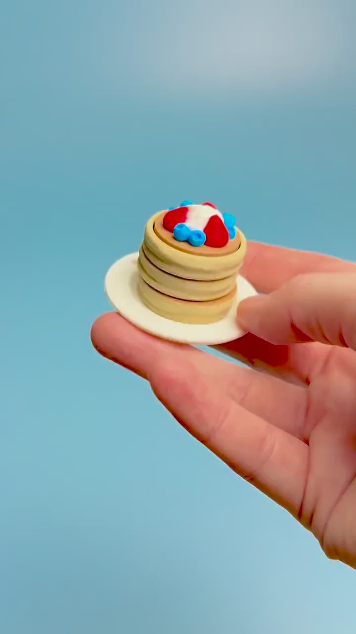 Soufflé Pancake Stack with Fruit & Cream Fidget Clicker with Wrist Strap or Keychain