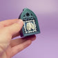 Gothic Style Mini Book Nook with Ribcage Photo Fidget Clicker with Wrist Strap or Keychain