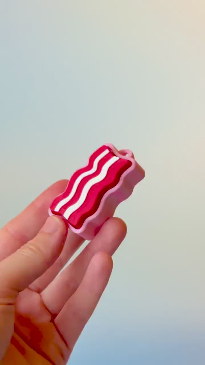 Streaky Bacon Fidget Clicker with Wrist Strap or Keychain
